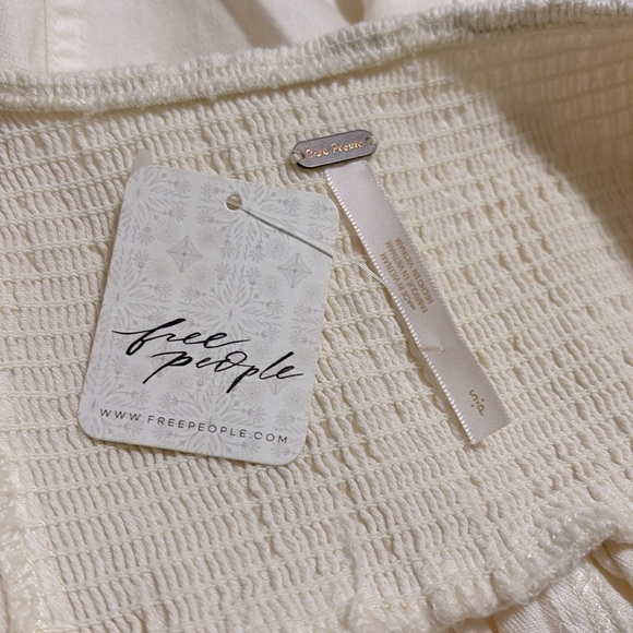 Free People Cheyenne Denim Mini Dress in Ivory - SMALL NWT - Picture 12 of 13